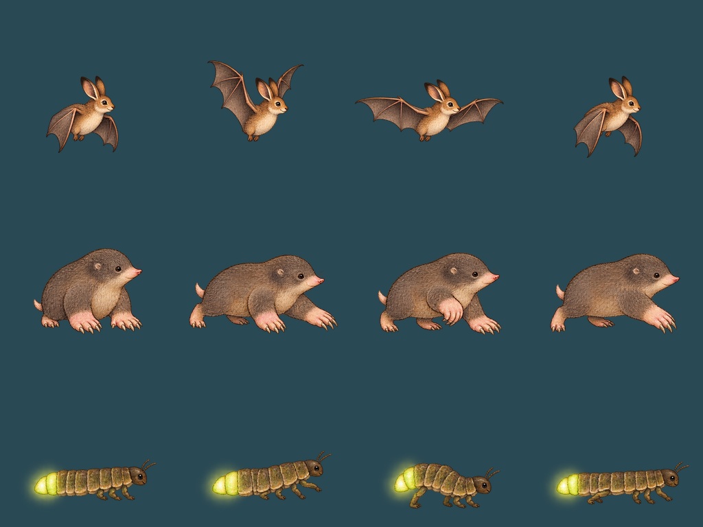 Caverns animal pose sheet
